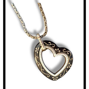 36 Brighton black heart enamel scroll Double sided